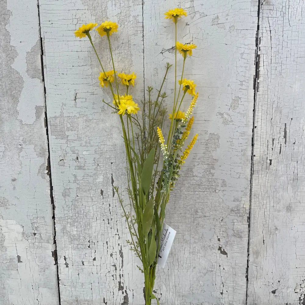 Bumblebee Wildflower Spray 24in Yellow Faux Floral Decor