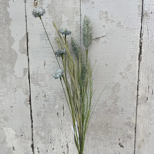 Blue Wildflower Spray 21in Faux Floral Farmhouse Decor