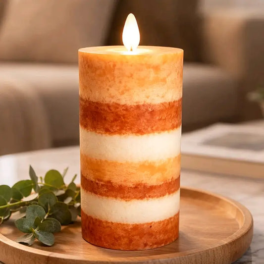 7 Layer Fall Mottle Moving Flame Led Candle 3x6in