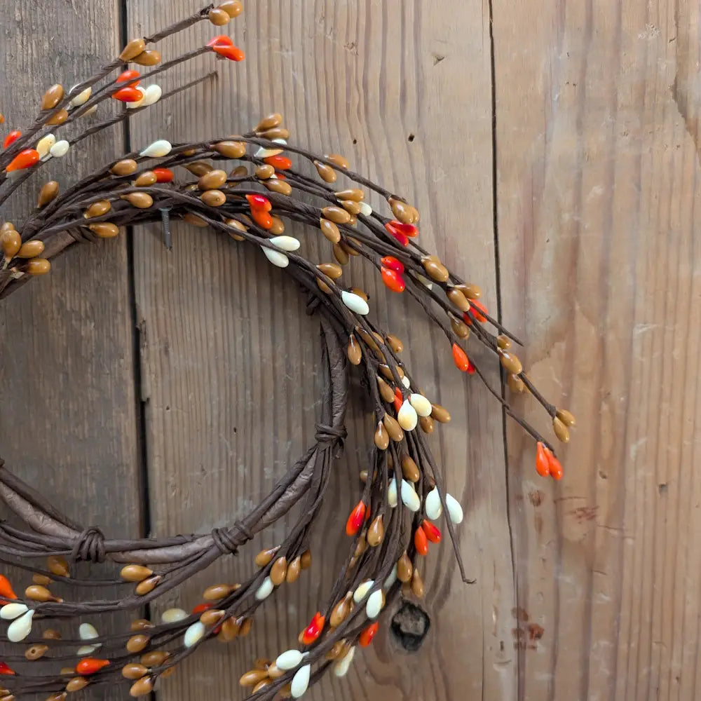 Primitive Candy Corn- Pip Berry Candle Ring 4.5"