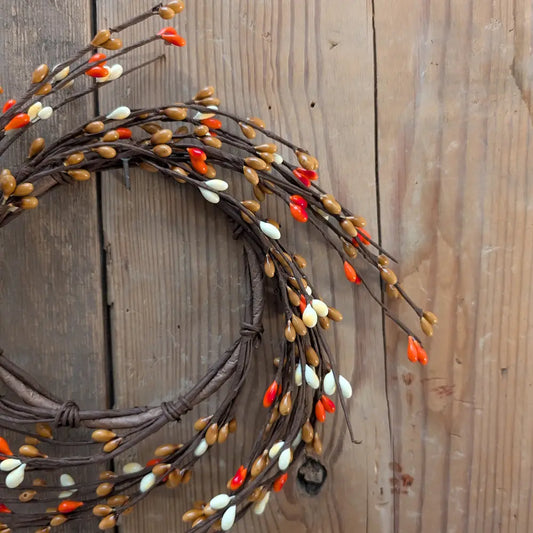 Primitive Candy Corn- Pip Berry Candle Ring 4.5"
