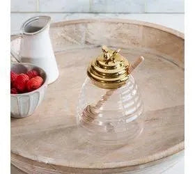Gold Accent Clear Honey Pot 6”