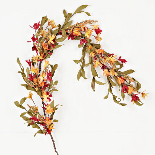 Orange Burgundy Wild Flower with Heather