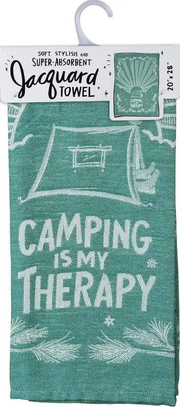 Primitives by Kathy Camping Is My Therapy Dish Towel