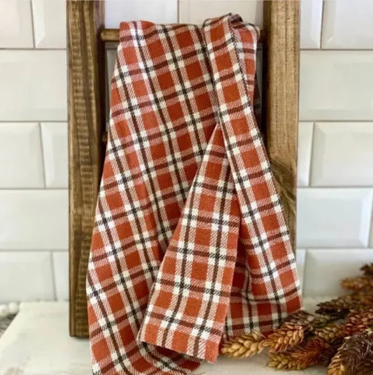 Primitives by Kathy Orange Plaid Kitchen Towel