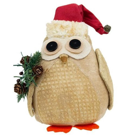 Stuffed owl w/ Santa hat