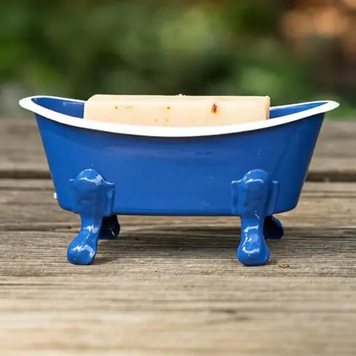 Blue Enamel Bathtub Metal Soap Dish