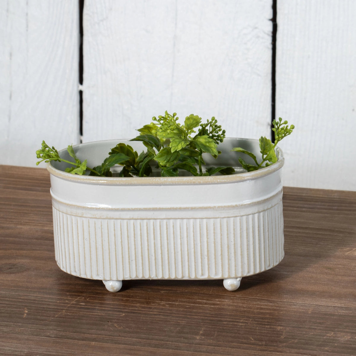Antique White Metal Trough Mini Planter Soap Dish