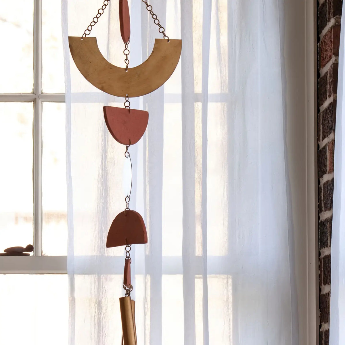 Brass Geometric & Terracotta Hanging Wall Decor