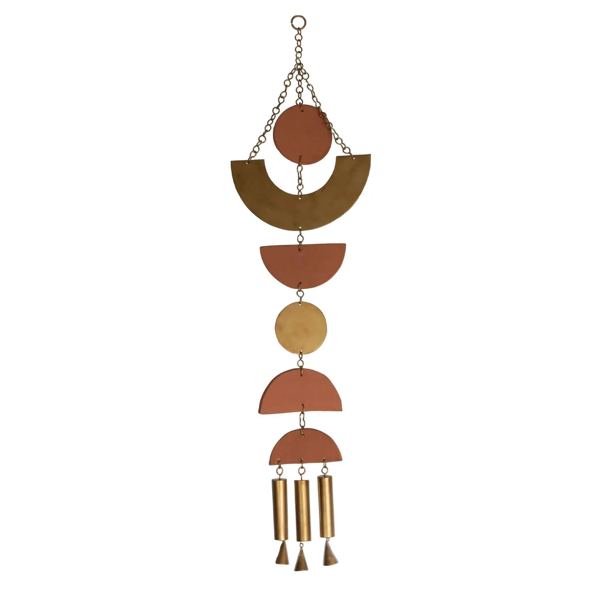 Brass Geometric & Terracotta Hanging Wall Decor